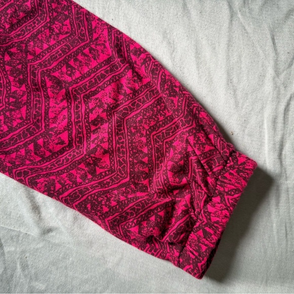 Vintage 80s Bright Pink Joggers Attack Reaction Wear L Black Zigzag Pattern Rare - Picture 2 of 7